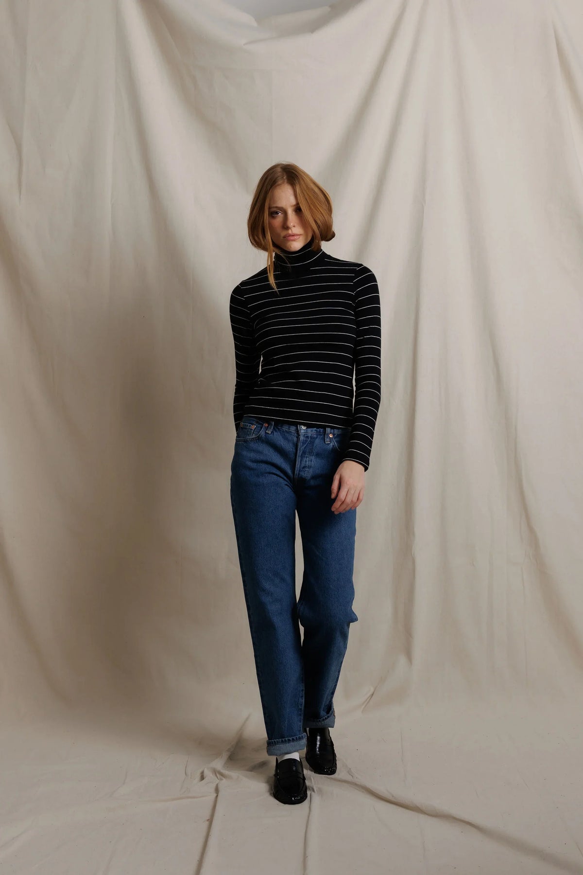 cindy turtleneck, black stripe