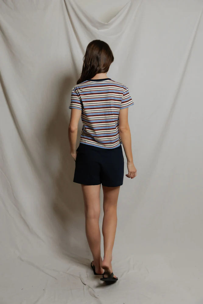 dawn tee, pacific clementine stripe