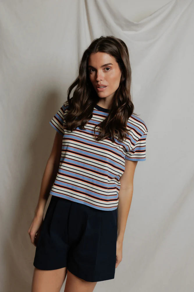 dawn tee, pacific clementine stripe