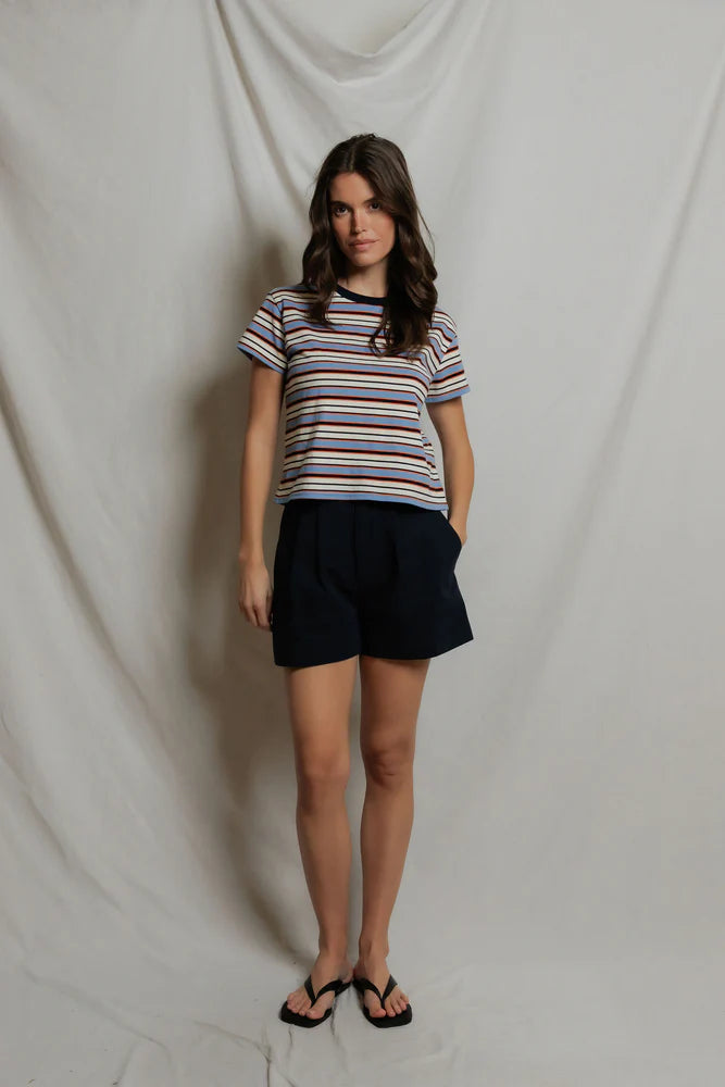 dawn tee, pacific clementine stripe