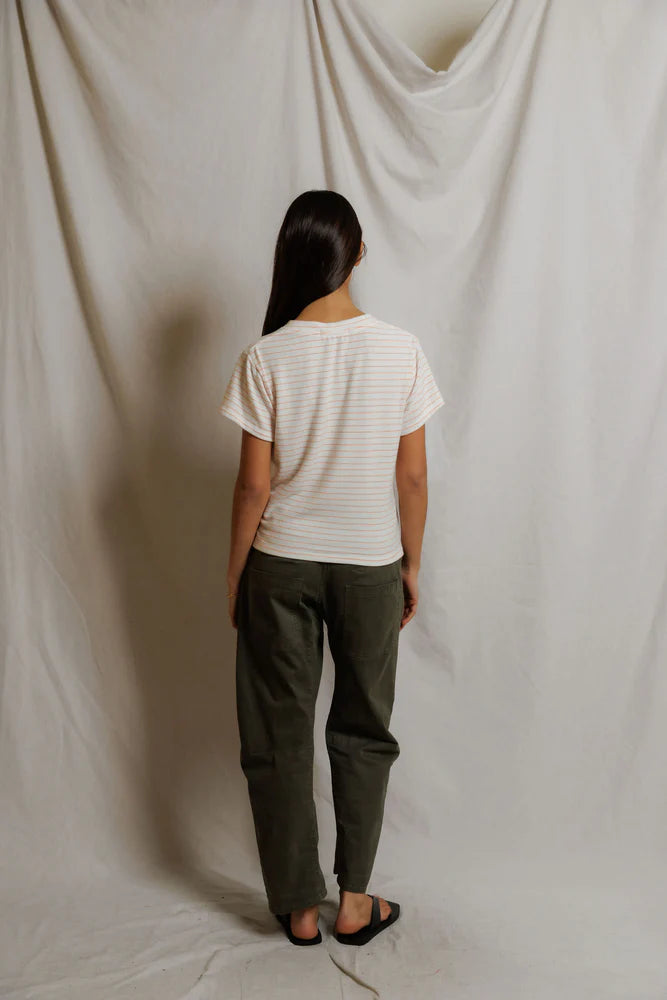 elliot v neck tee, clementine stripe
