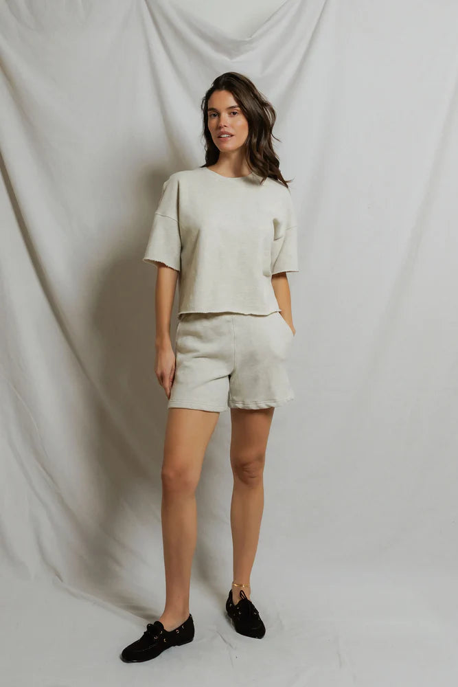 ezra short sweatshirt, oatmeal