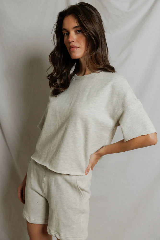 ezra short sweatshirt, oatmeal