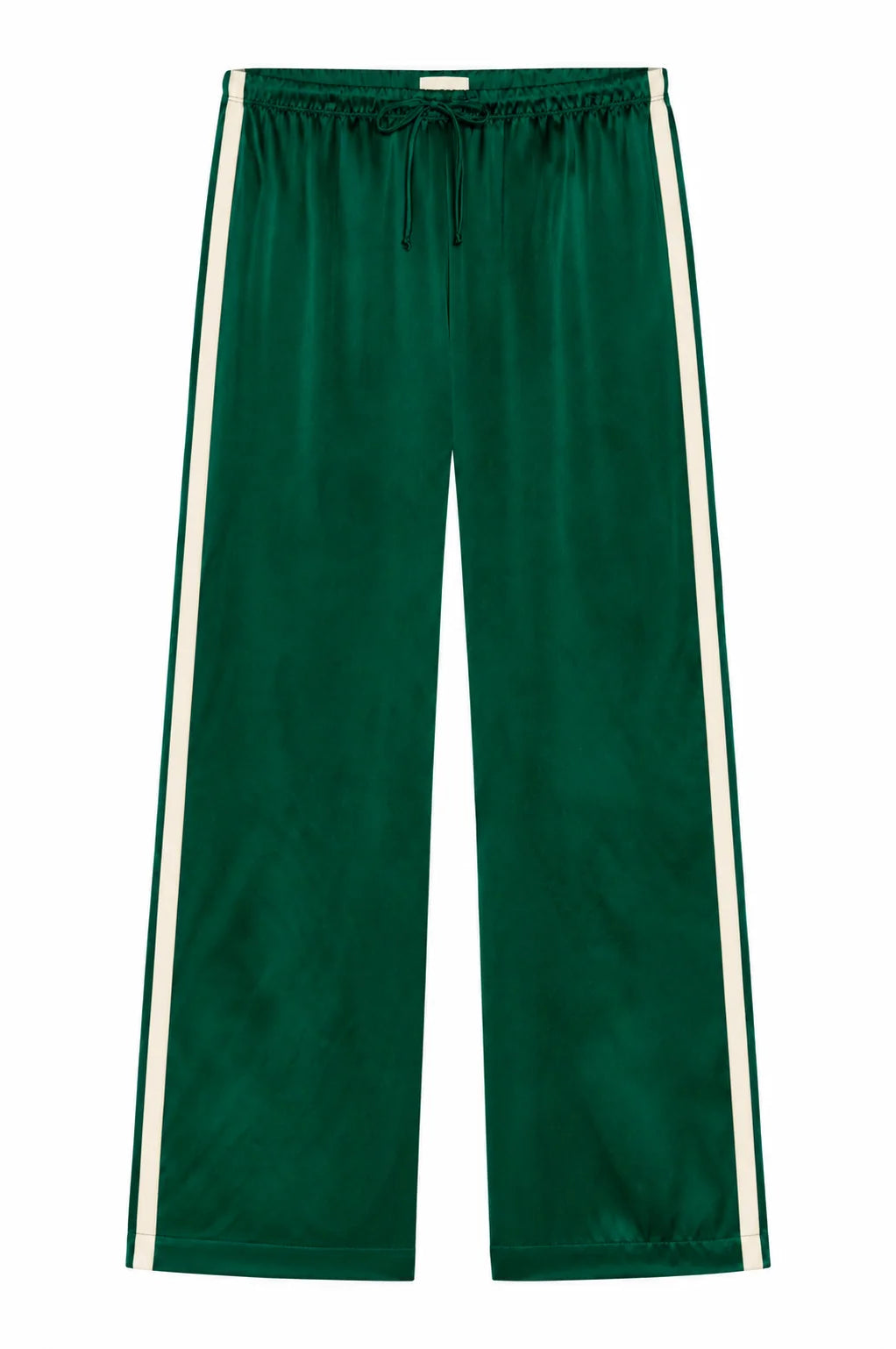 Silk Stripe Crop Pant, Fir & Creme