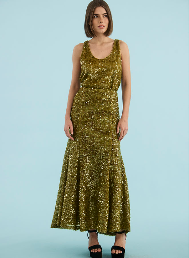 Lindsey Skirt, Moss Sequin