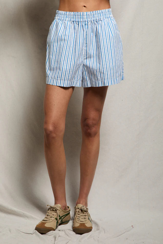 julie stripe shorts, pacific blue