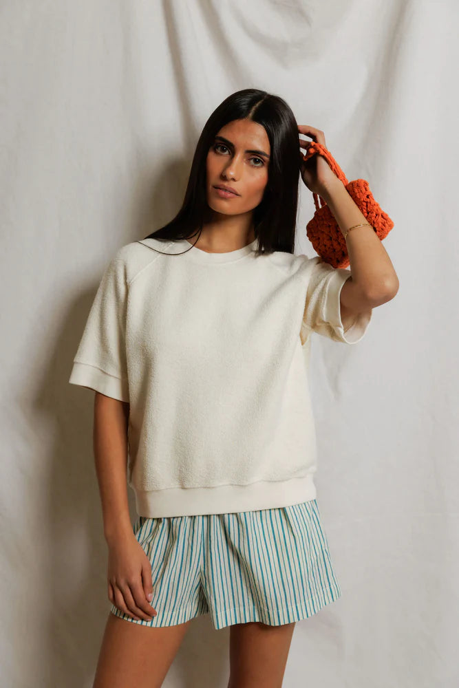 short sleeve ziggy, bright ivory