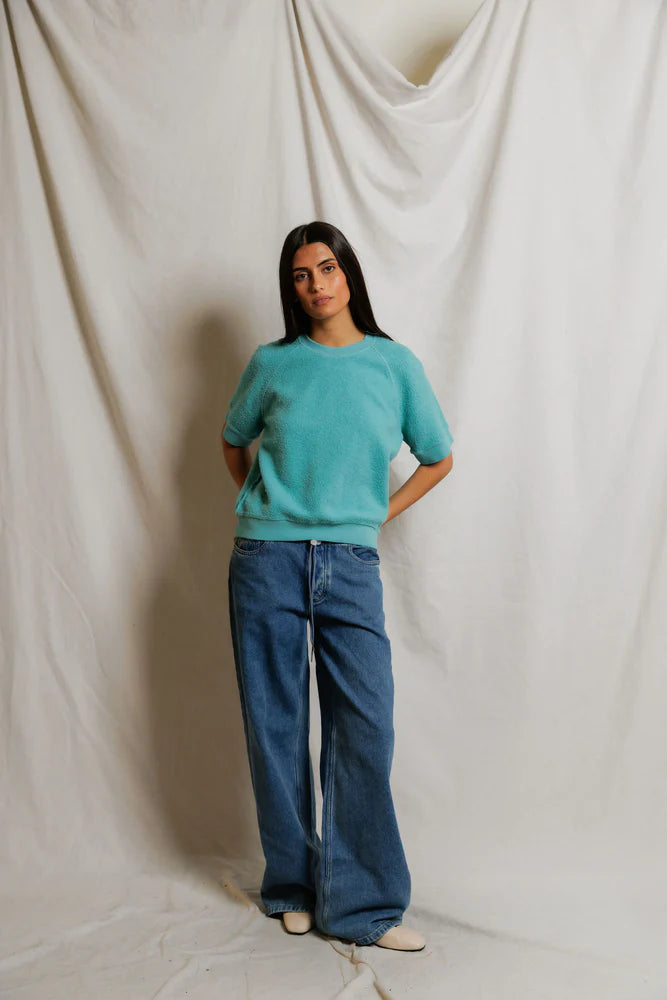 short sleeve ziggy, teal blue