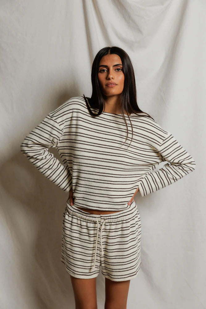 summer short, chocolate stripe