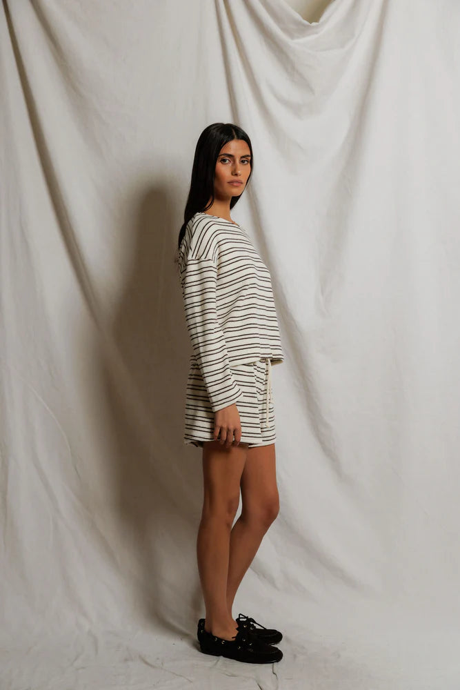 summer short, chocolate stripe