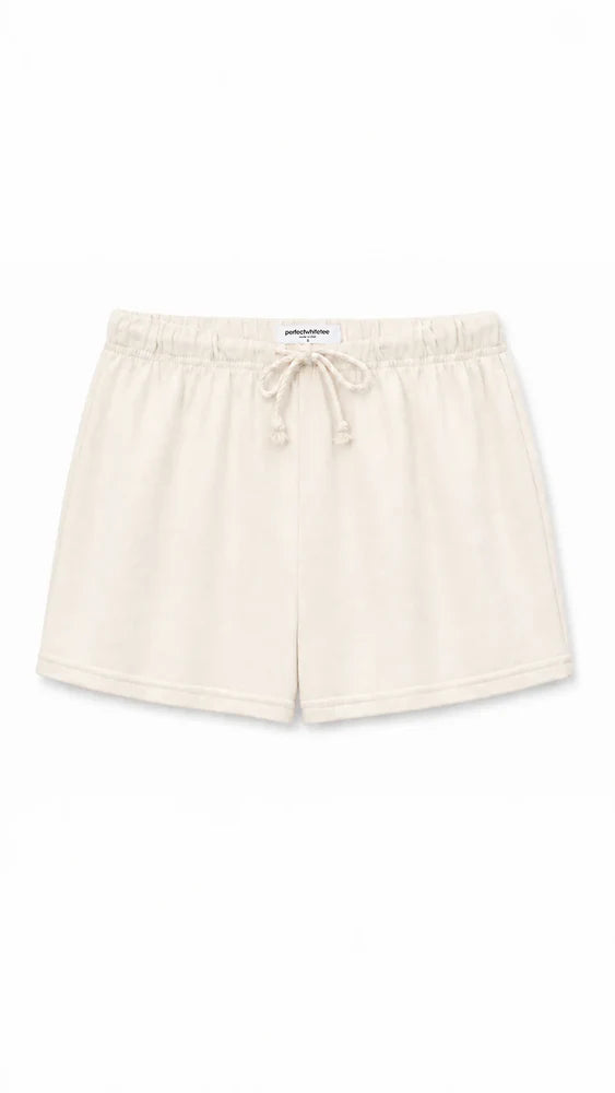 layla sweat short, bright ivory