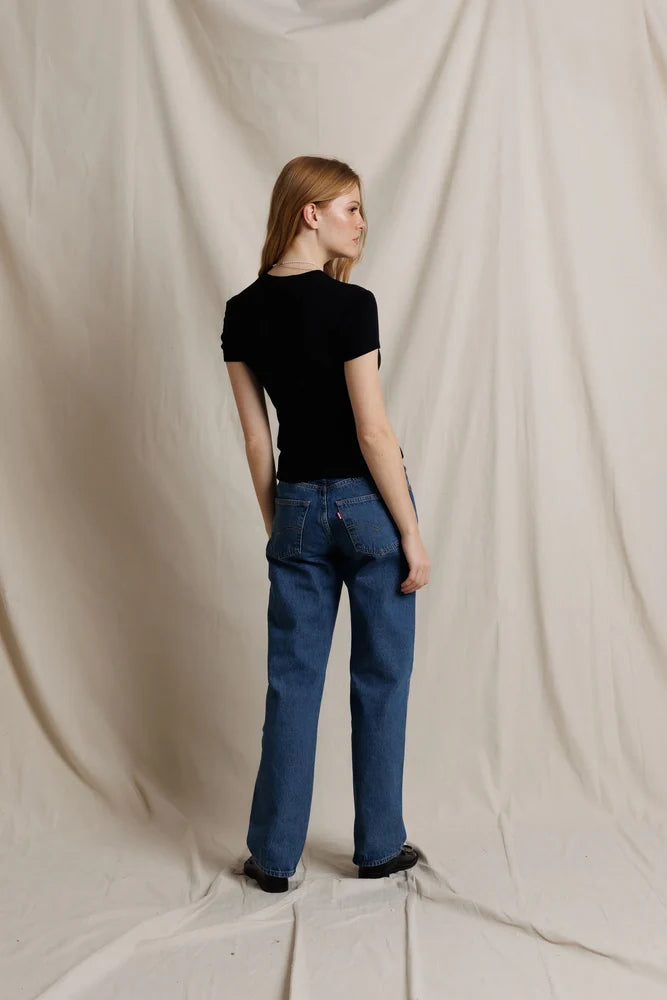 lili rib tee, true black