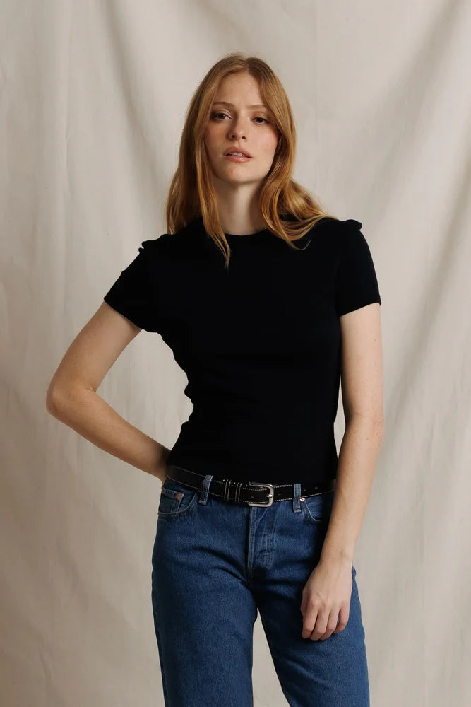 lili rib tee, true black