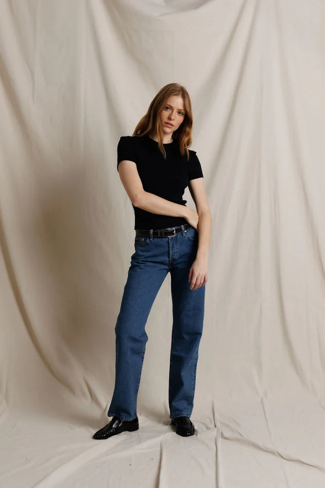 lili rib tee, true black