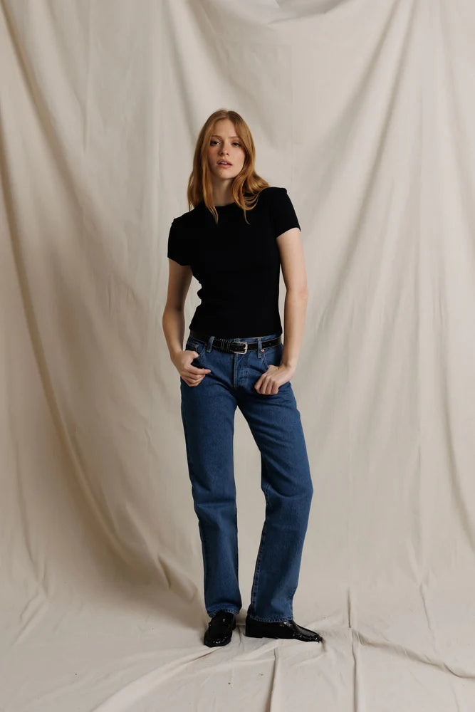 lili rib tee, true black