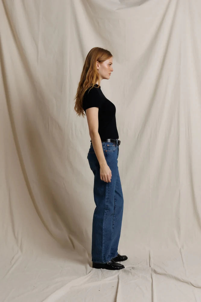 lili rib tee, true black