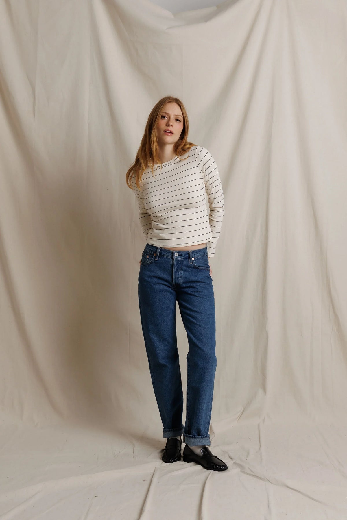 lisa long sleeve, natural stripe
