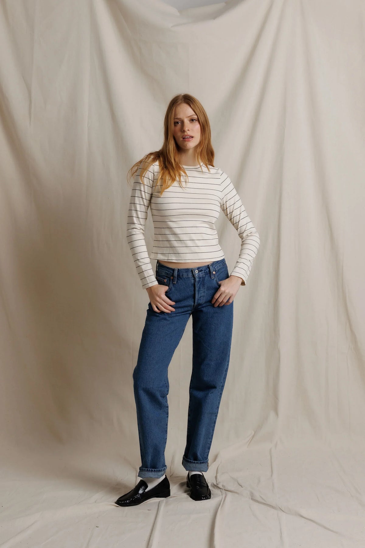 lisa long sleeve, natural stripe