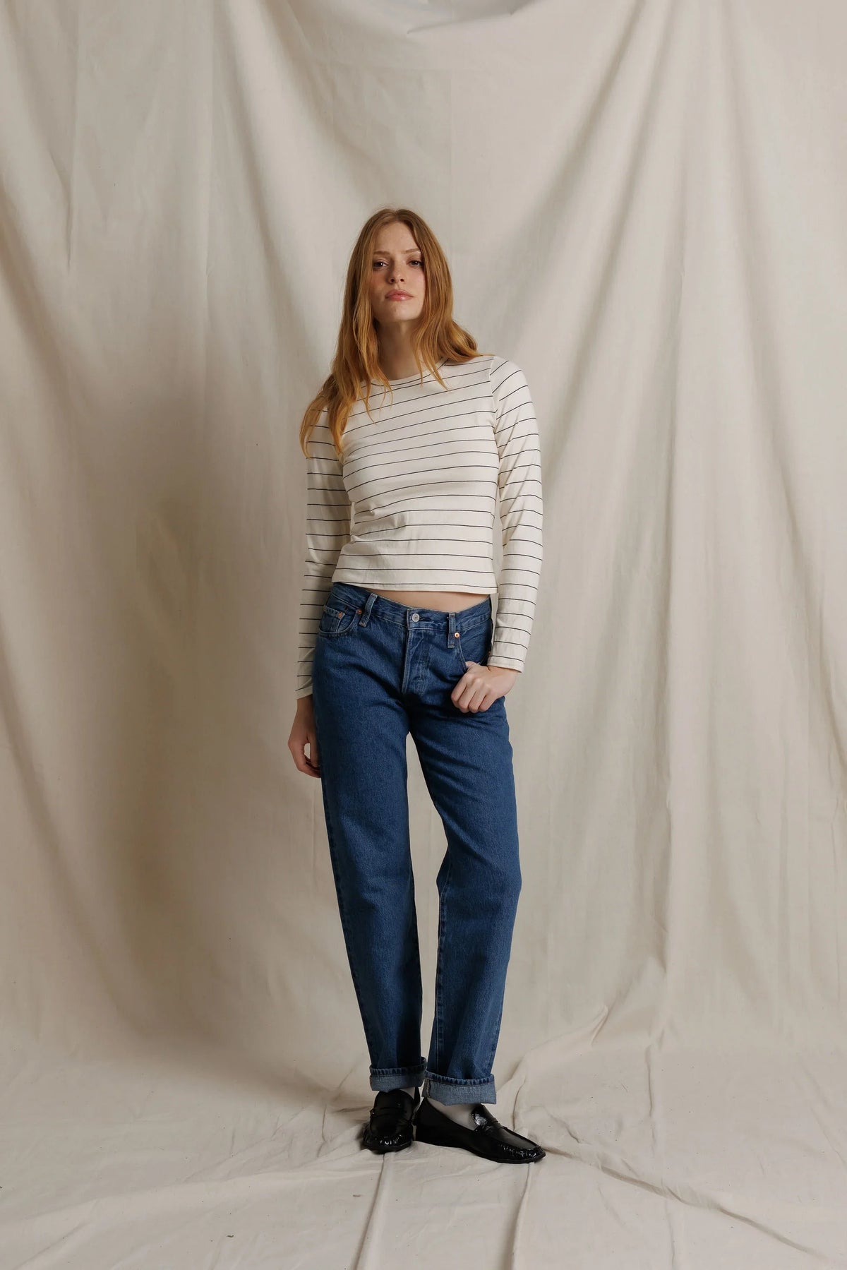 lisa long sleeve, natural stripe