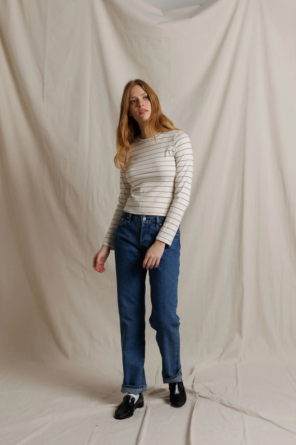 lisa long sleeve, natural stripe