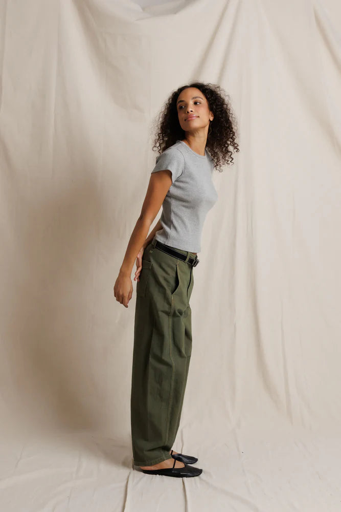 macy rib fitted tee, heather grey