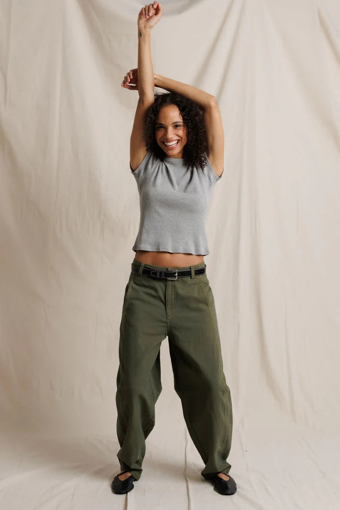 macy rib fitted tee, heather grey