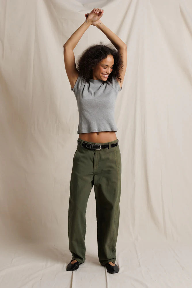 macy rib fitted tee, heather grey