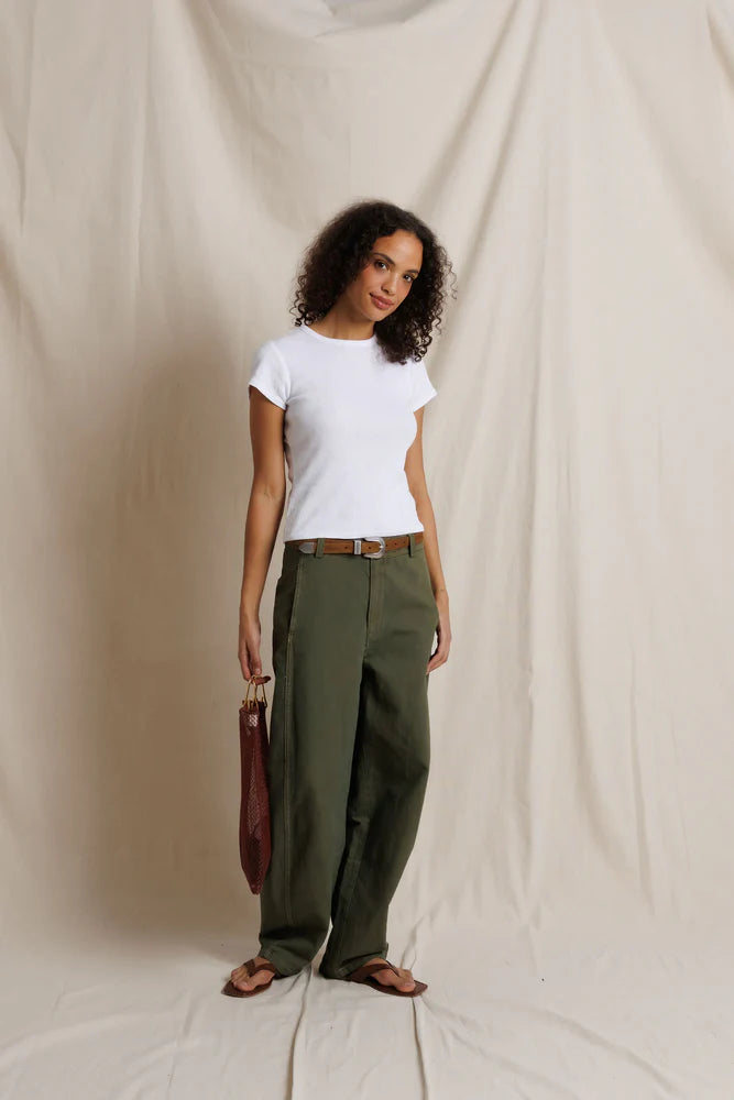 macy rib fitted tee, white