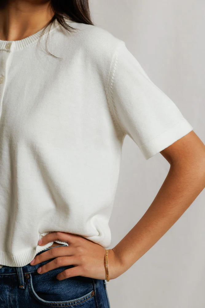 maude crew neck cardigan, white