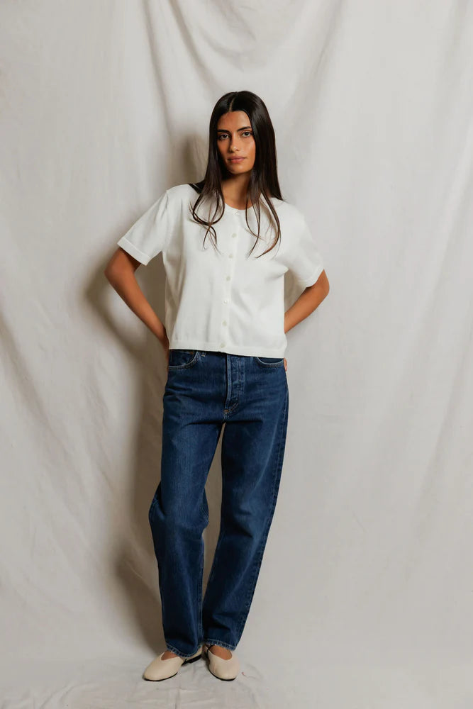 maude crew neck cardigan, white