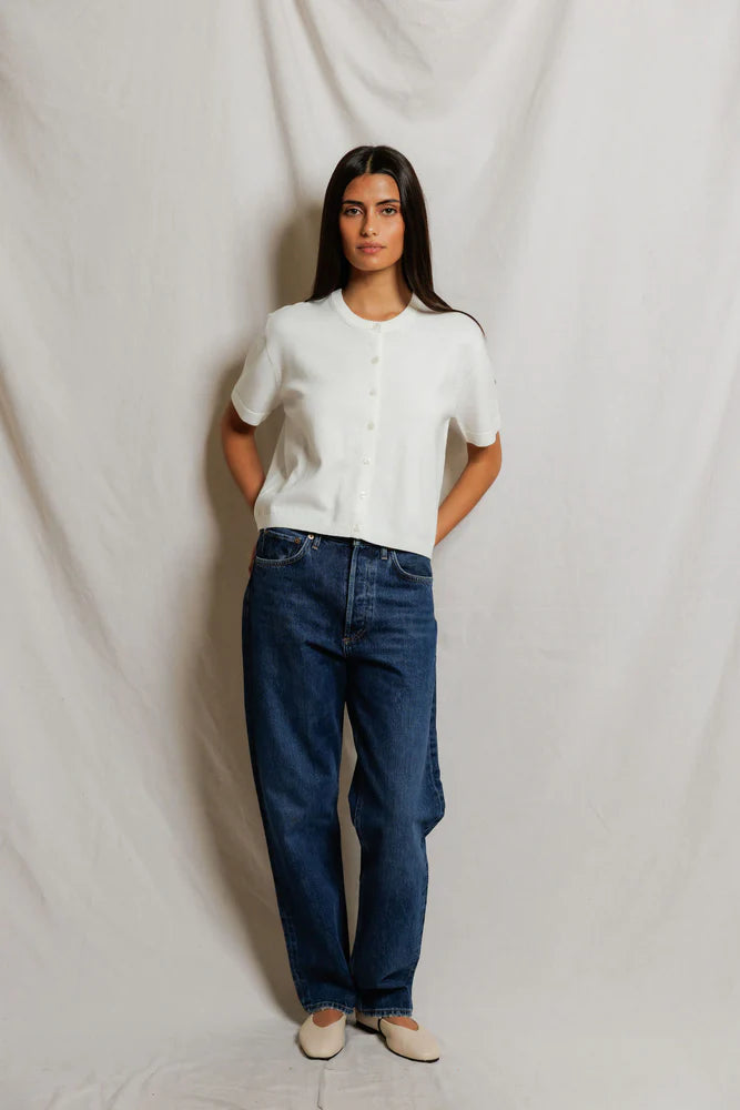 maude crew neck cardigan, white