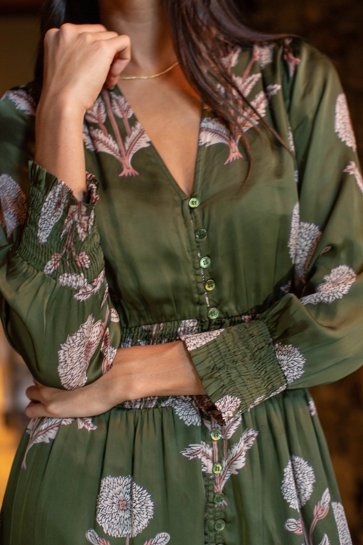 Francesca Dress, Olive Zinnia