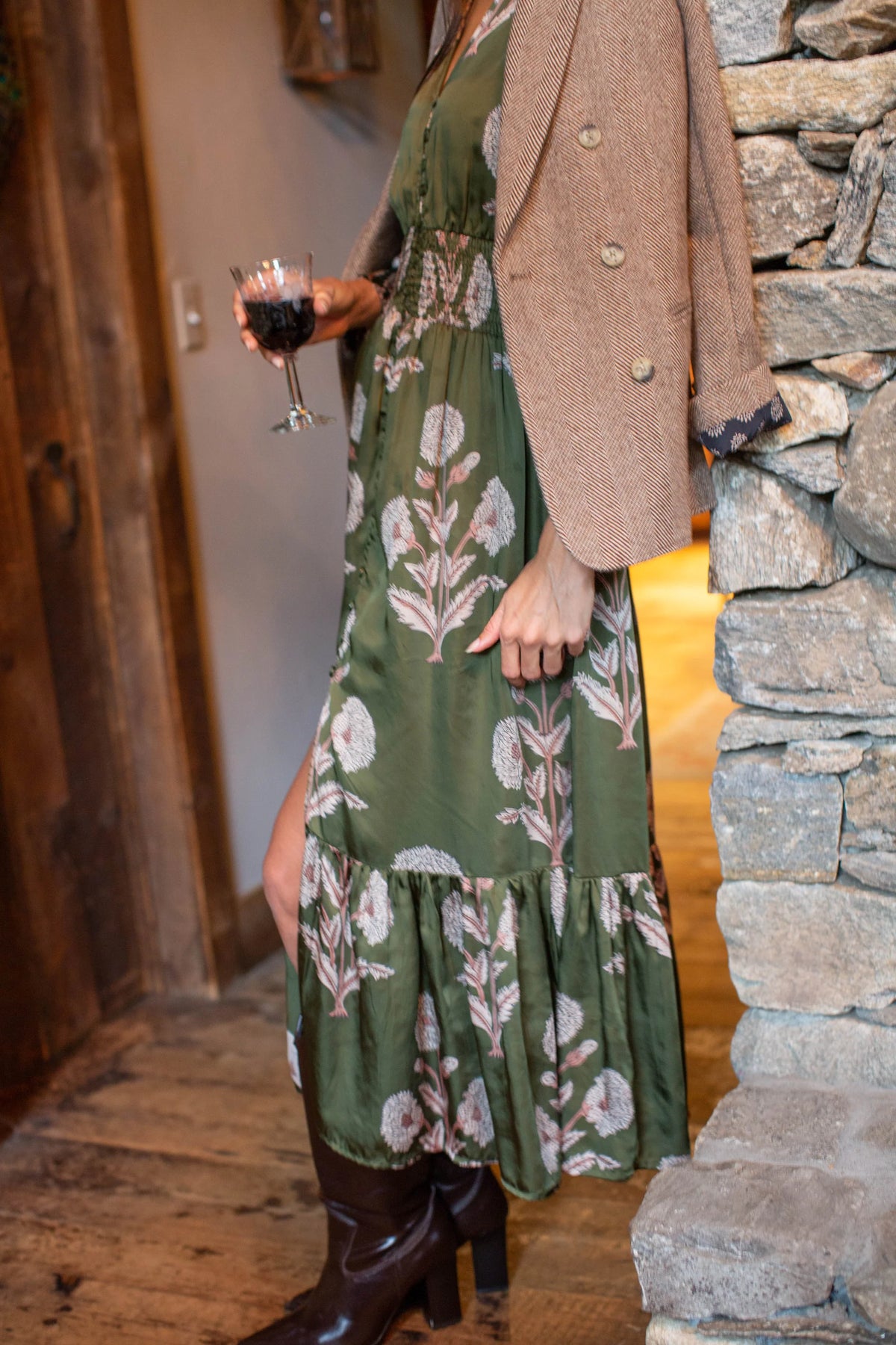 Francesca Dress, Olive Zinnia
