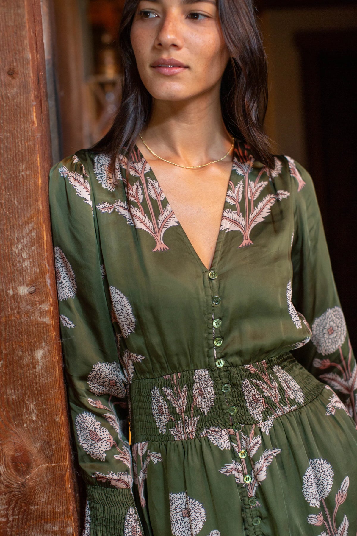 Francesca Dress, Olive Zinnia