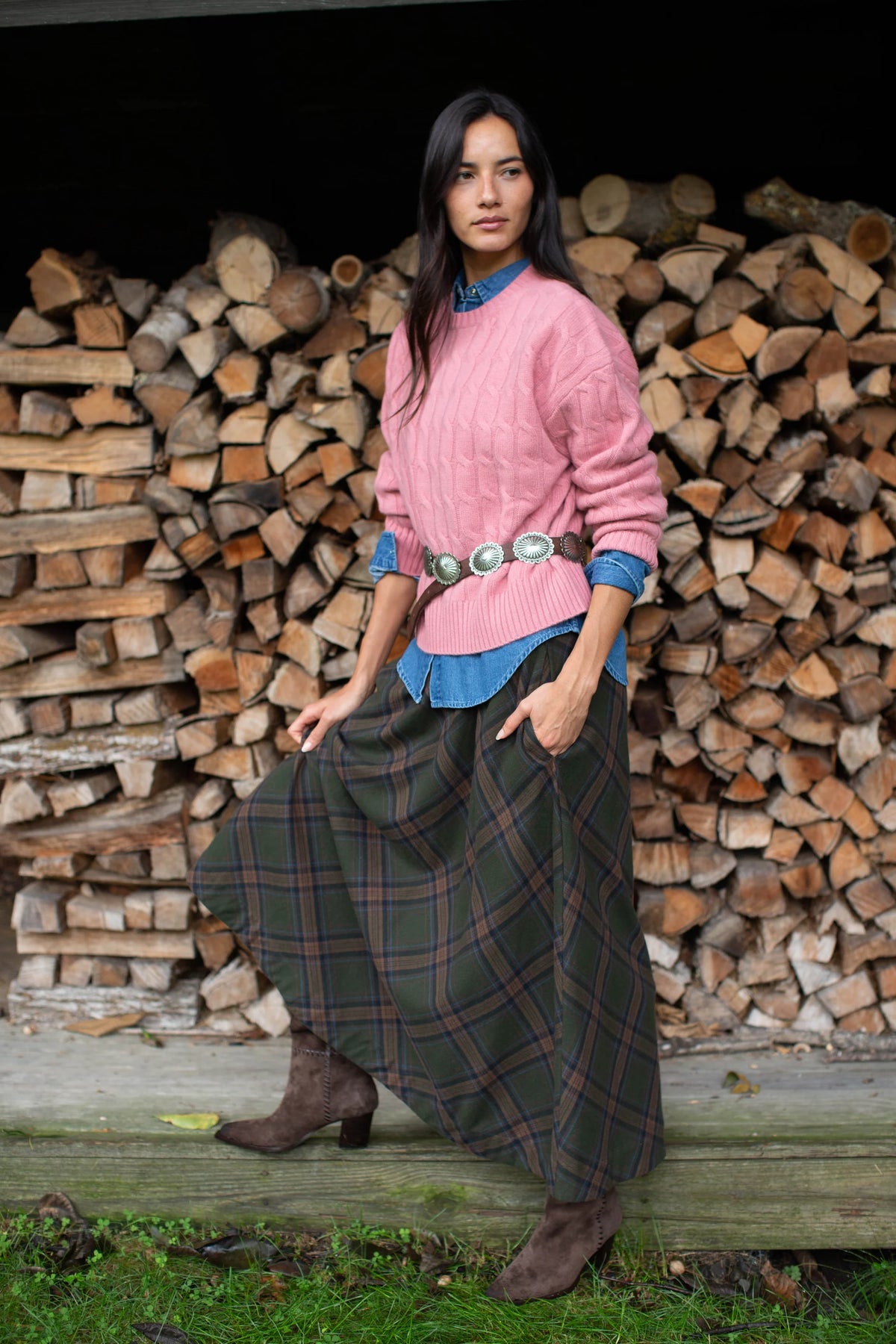 Charlotte Skirt, Hunter Plaid