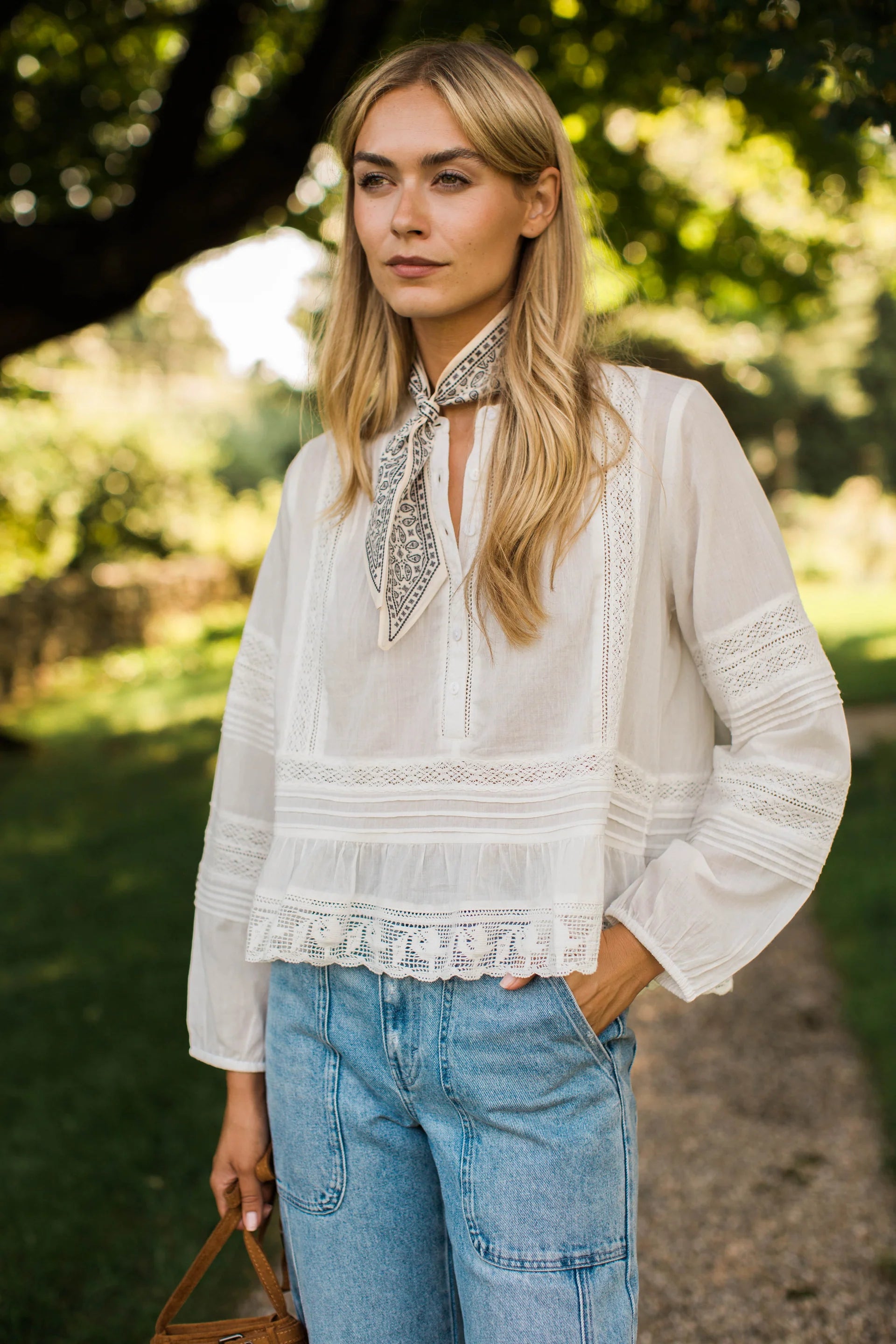 Avery Cotton Lace Top, Ivory