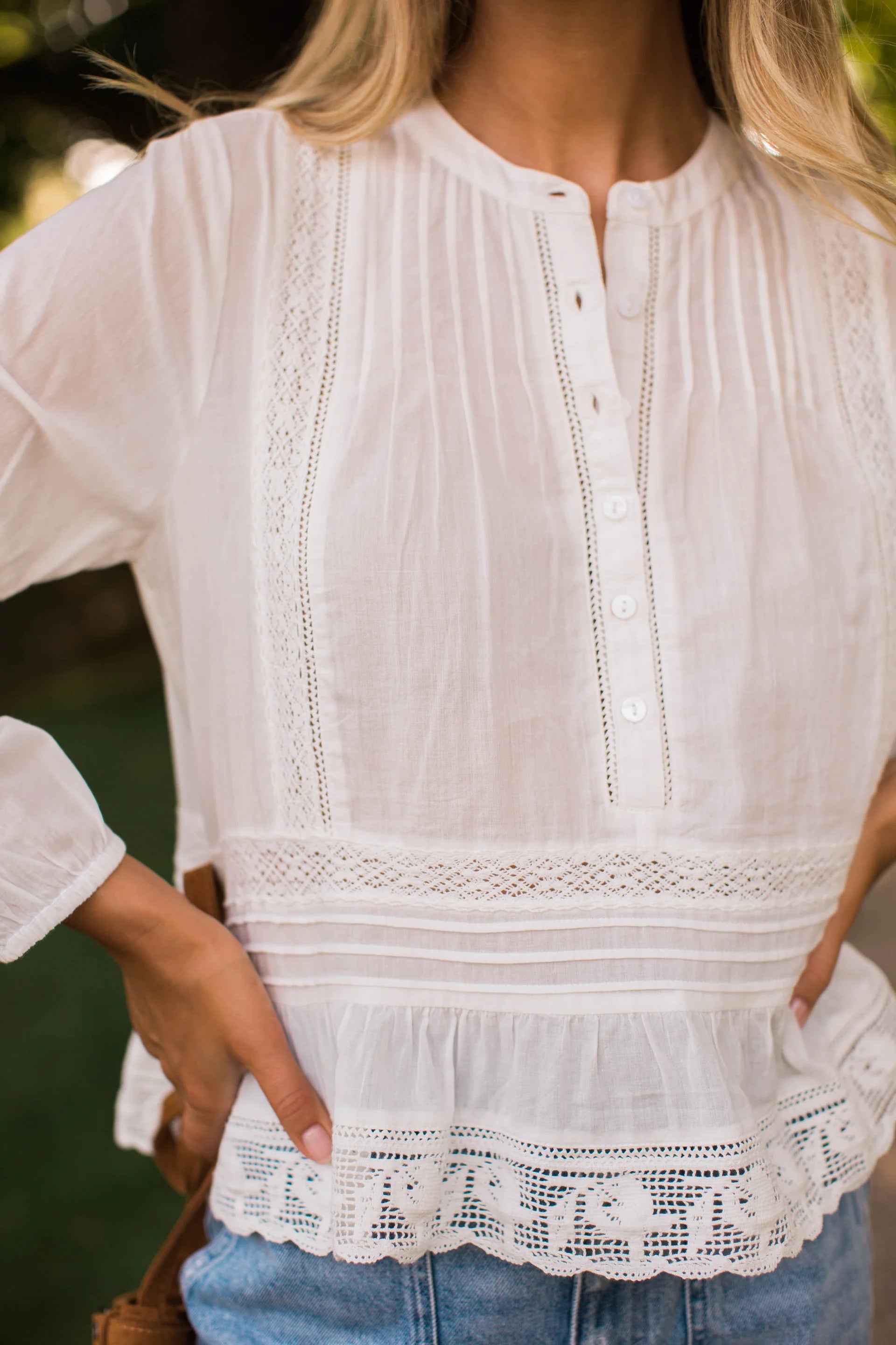 Avery Cotton Lace Top, Ivory