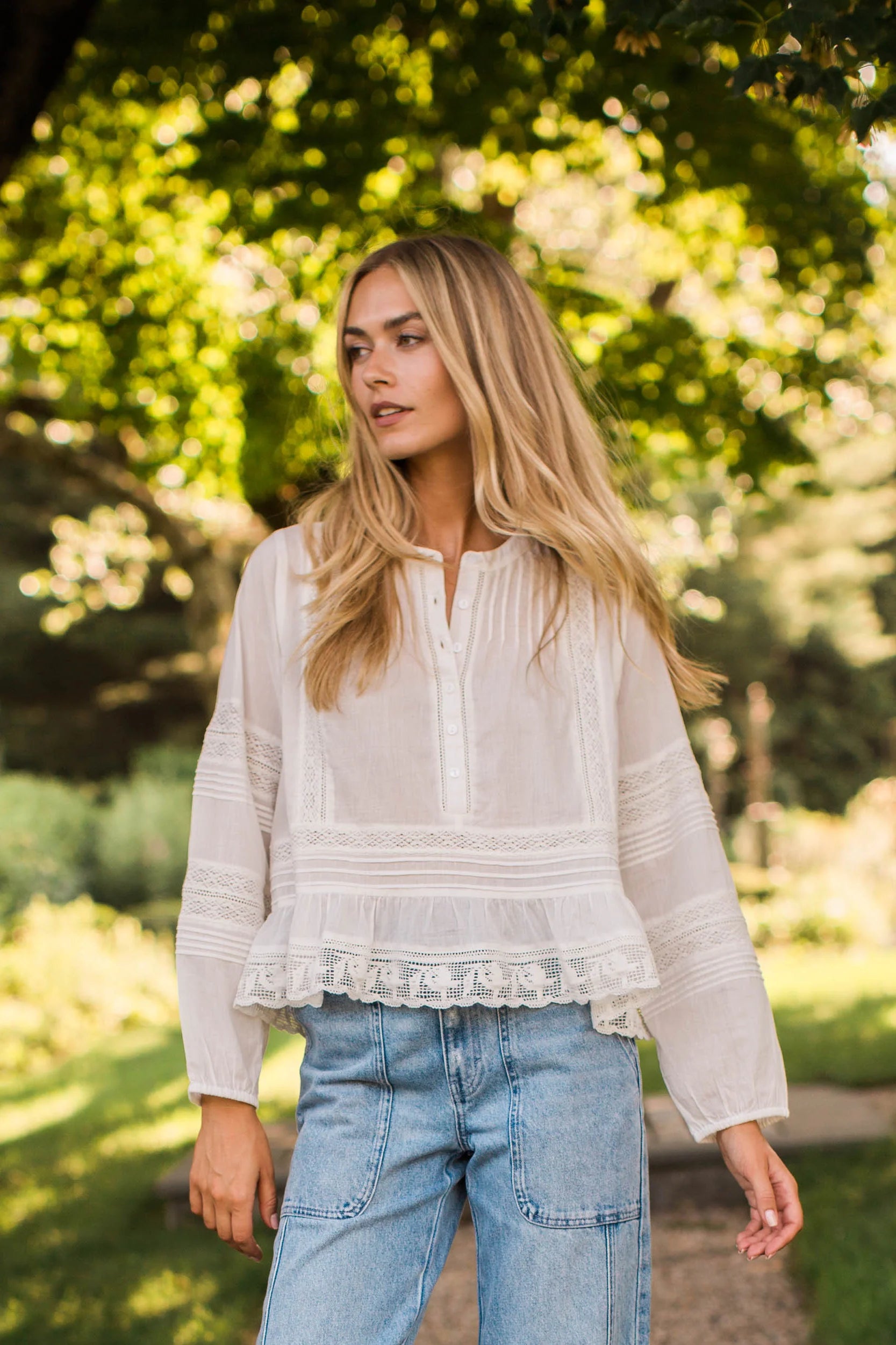 Avery Cotton Lace Top, Ivory