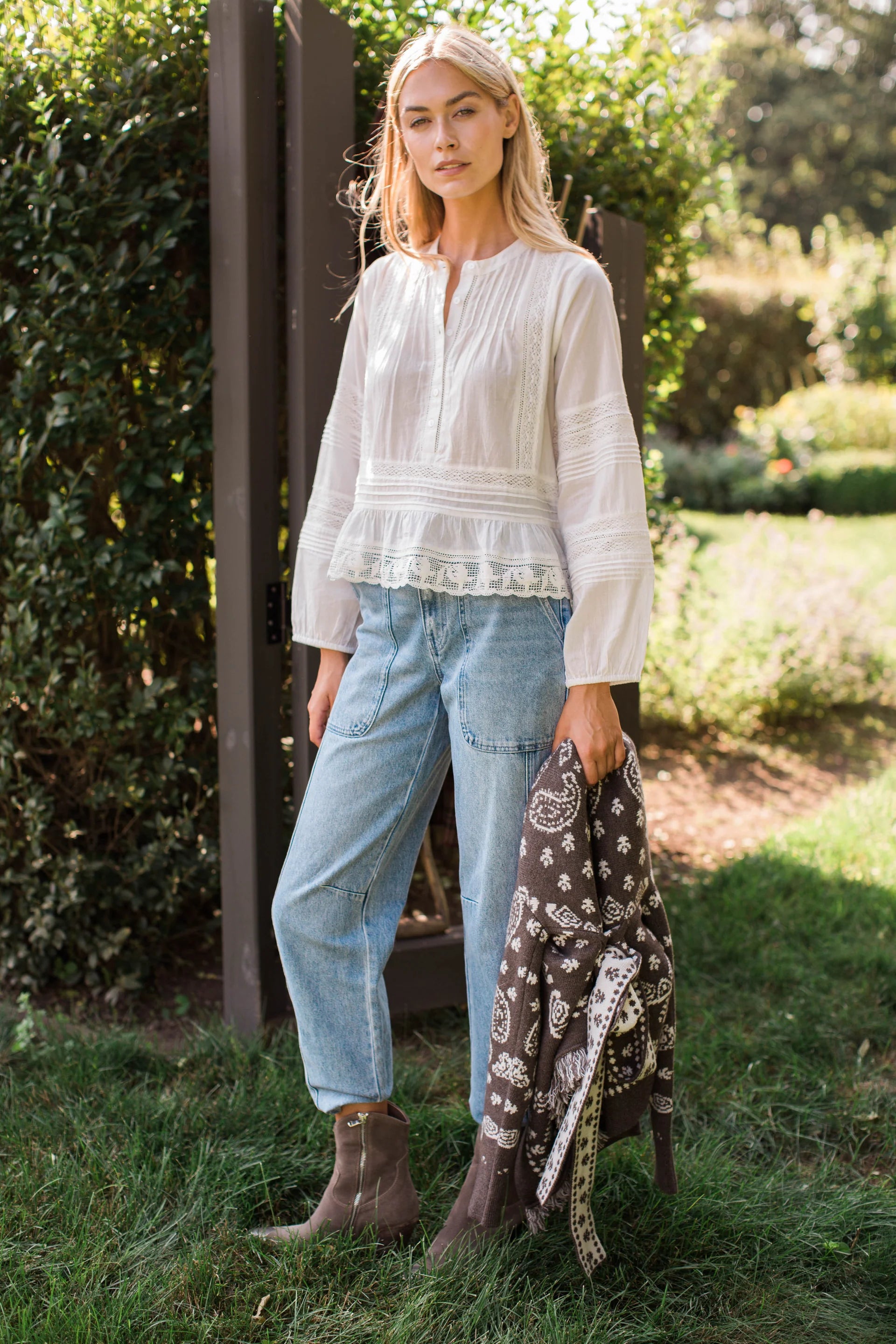 Avery Cotton Lace Top, Ivory