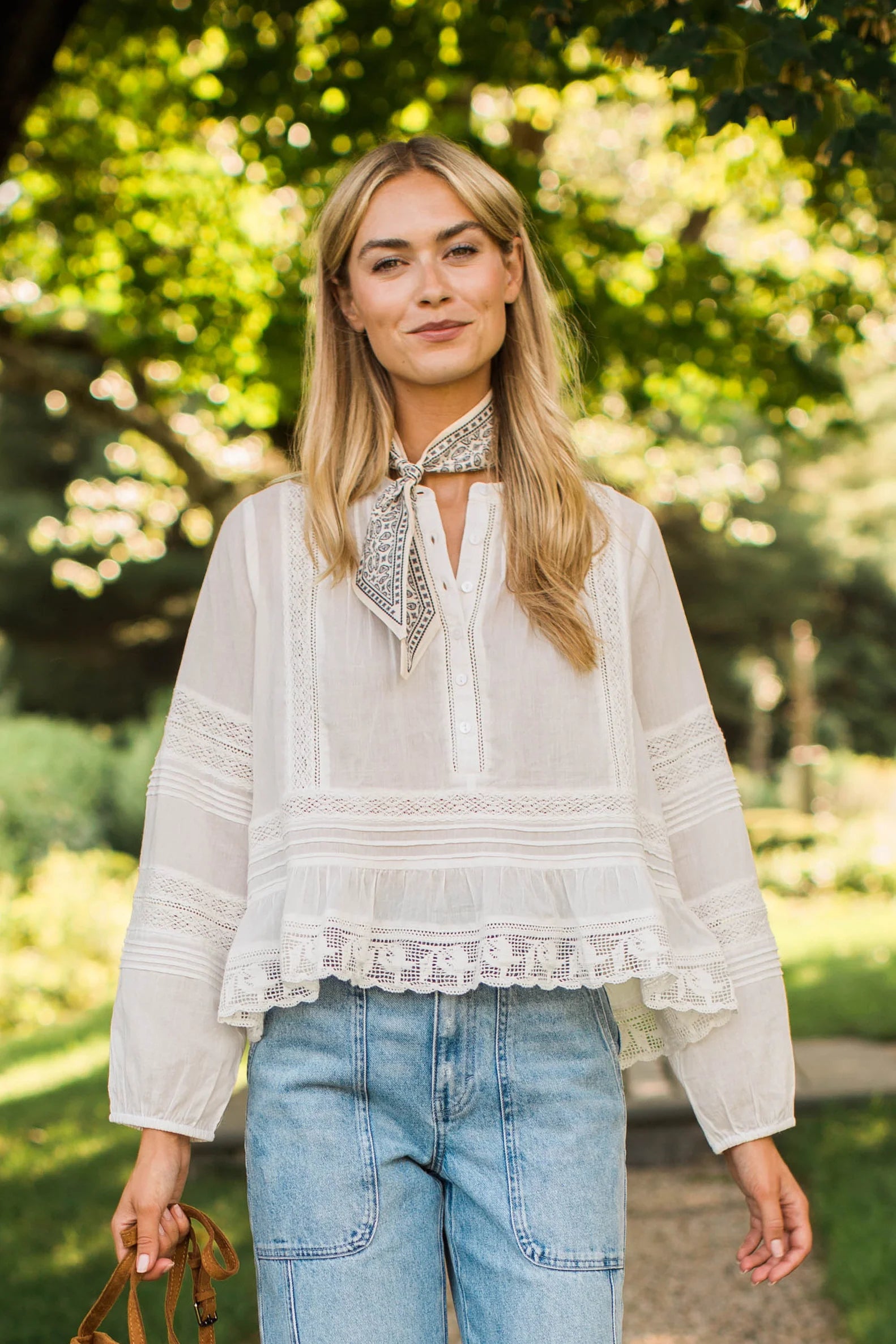 Avery Cotton Lace Top, Ivory