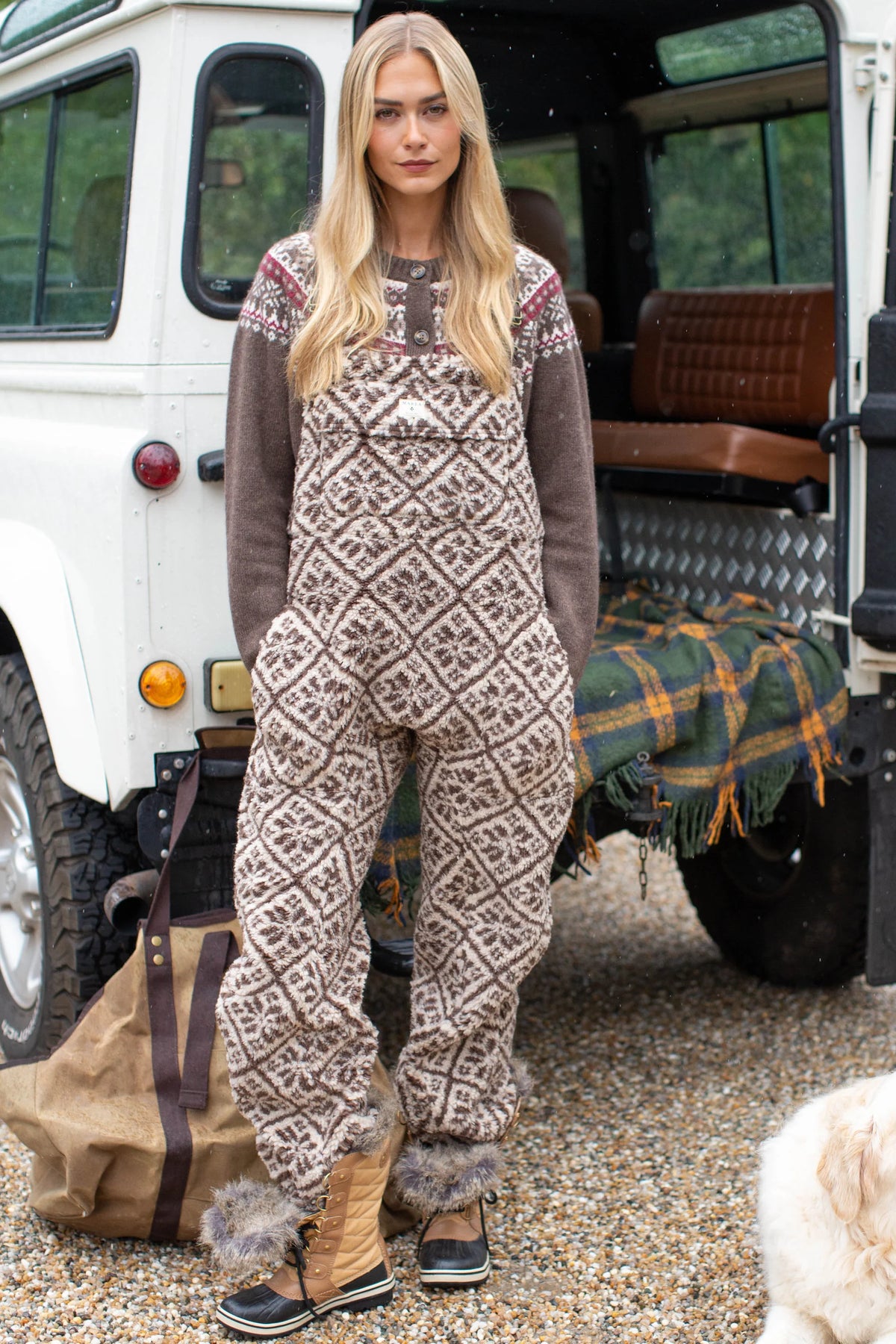 Scout Overalls, Brown Tile Jacquard