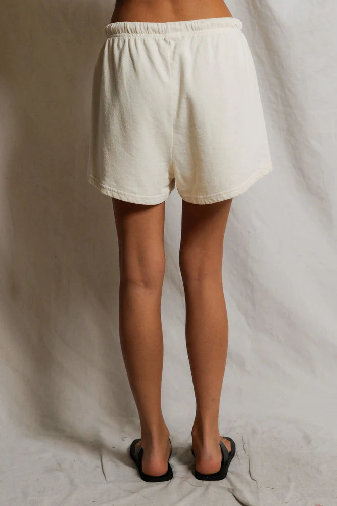 layla sweat short, bright ivory
