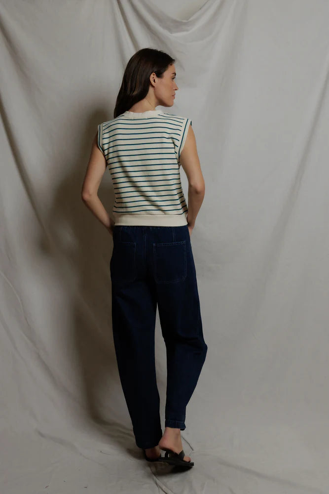 sloane tank, teal navy stripe