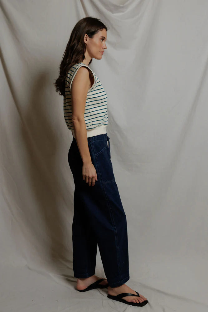 sloane tank, teal navy stripe