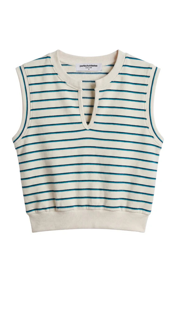 sloane tank, teal navy stripe