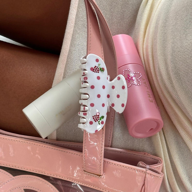 Sweetheart Clip in Coconut Berry Dot