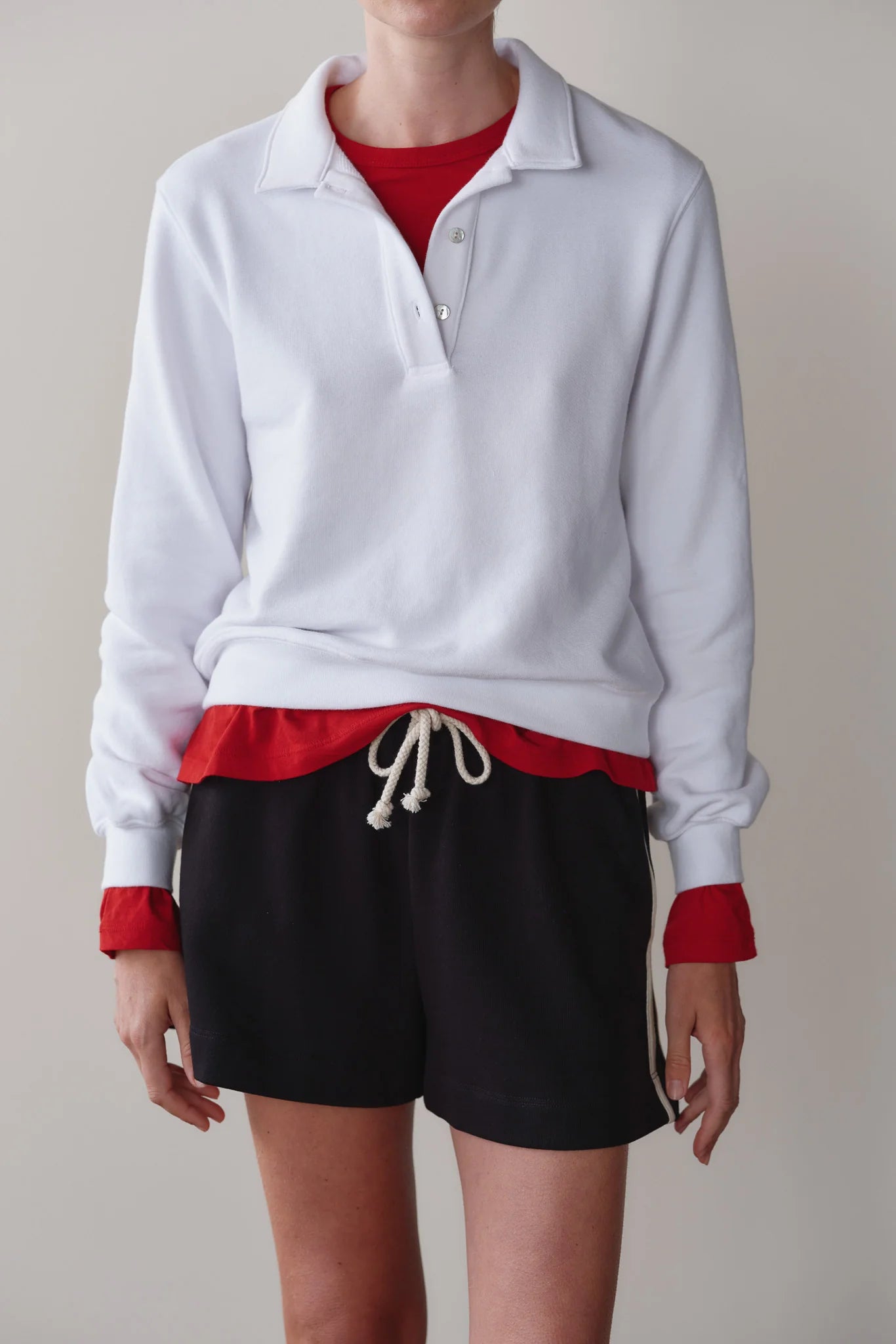 Eco-Terry Polo Sweatshirt, Powder