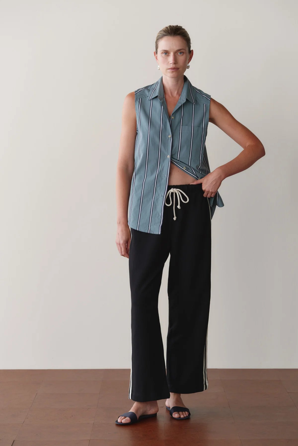 Eco-Terry Stripe Pant, Jet