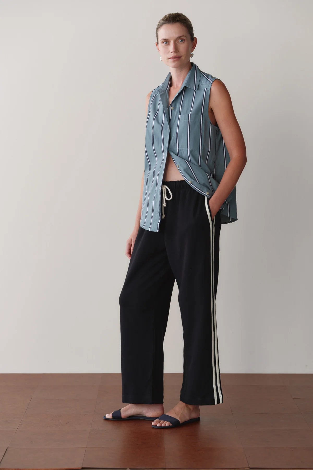 Eco-Terry Stripe Pant, Jet