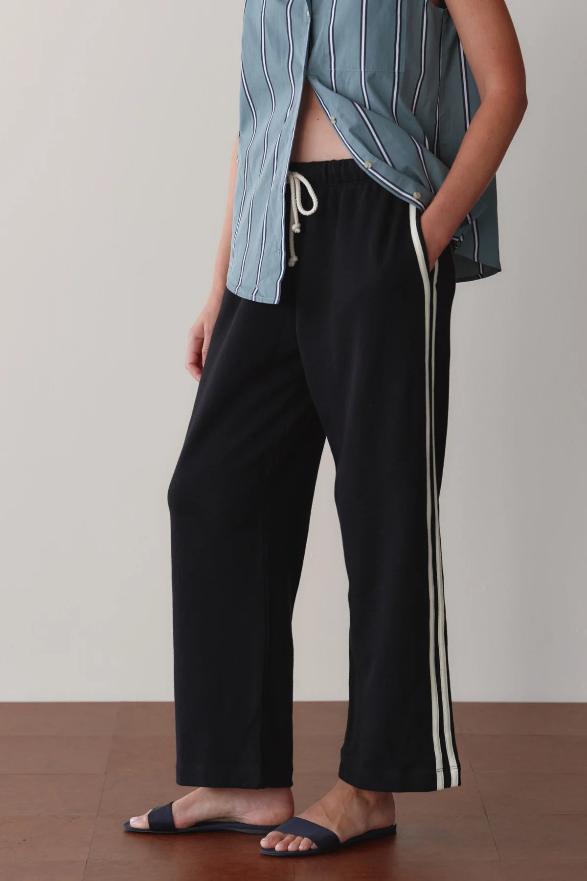 Eco-Terry Stripe Pant, Jet